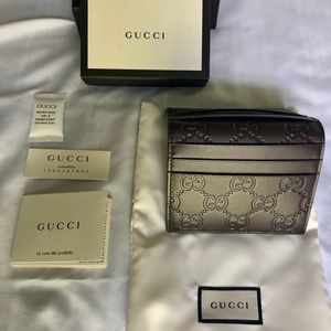 Gucci Signature Card Wallet (Dark Brown